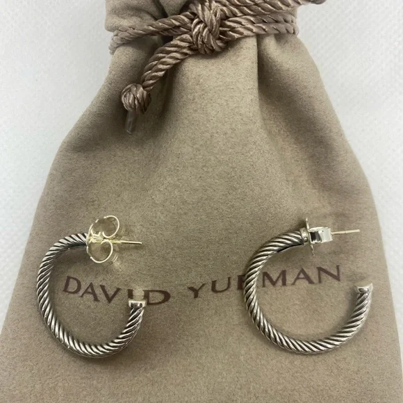 David Yurman cable hoop earrings 1” diameter